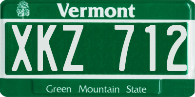 VT license plate XKZ712