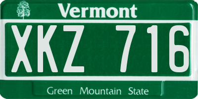 VT license plate XKZ716