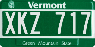 VT license plate XKZ717