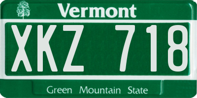 VT license plate XKZ718