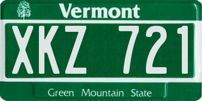VT license plate XKZ721