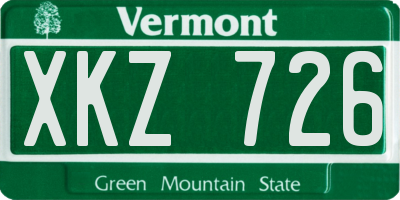 VT license plate XKZ726