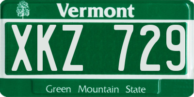 VT license plate XKZ729
