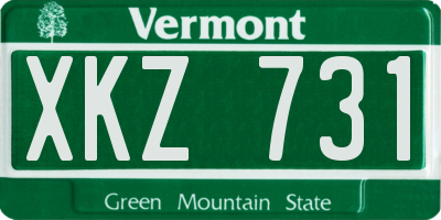VT license plate XKZ731