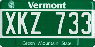 VT license plate XKZ733