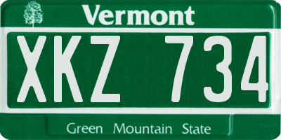 VT license plate XKZ734