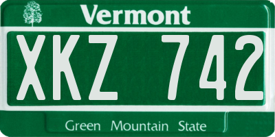 VT license plate XKZ742