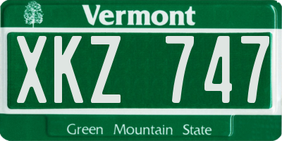 VT license plate XKZ747