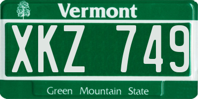 VT license plate XKZ749
