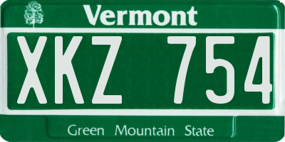 VT license plate XKZ754