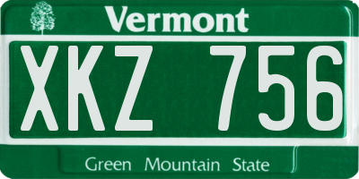 VT license plate XKZ756