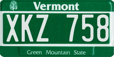VT license plate XKZ758