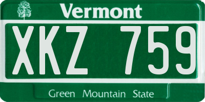 VT license plate XKZ759
