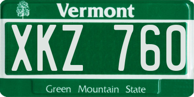 VT license plate XKZ760
