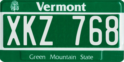 VT license plate XKZ768