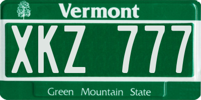 VT license plate XKZ777