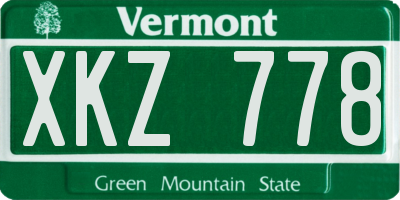 VT license plate XKZ778