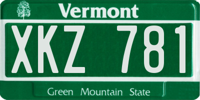 VT license plate XKZ781