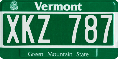 VT license plate XKZ787