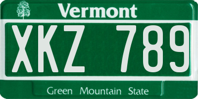 VT license plate XKZ789