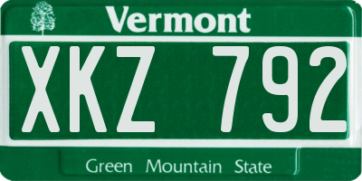 VT license plate XKZ792
