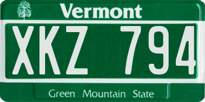 VT license plate XKZ794