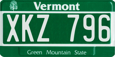 VT license plate XKZ796