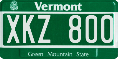 VT license plate XKZ800