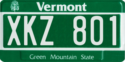 VT license plate XKZ801