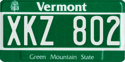 VT license plate XKZ802