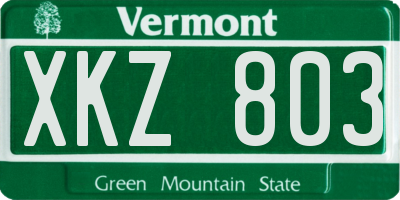 VT license plate XKZ803