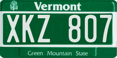 VT license plate XKZ807