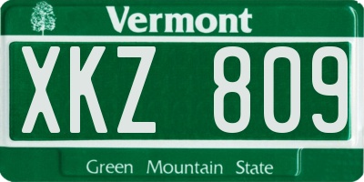 VT license plate XKZ809