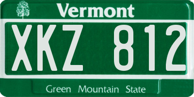 VT license plate XKZ812