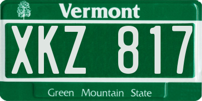 VT license plate XKZ817