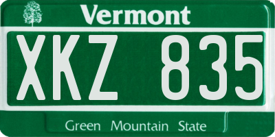 VT license plate XKZ835