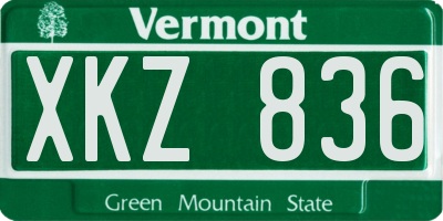 VT license plate XKZ836