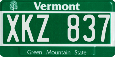 VT license plate XKZ837