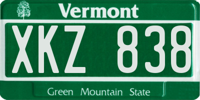 VT license plate XKZ838