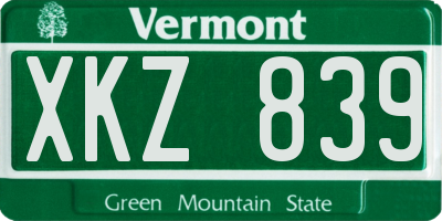 VT license plate XKZ839
