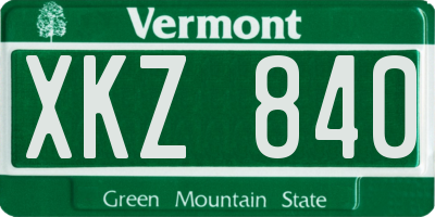 VT license plate XKZ840