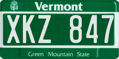 VT license plate XKZ847