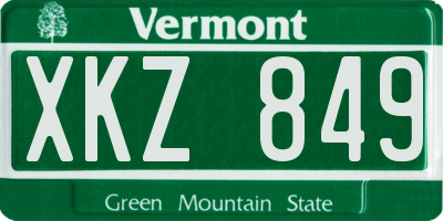 VT license plate XKZ849