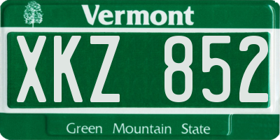 VT license plate XKZ852