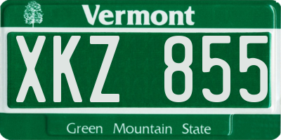 VT license plate XKZ855