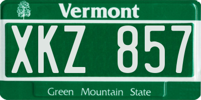 VT license plate XKZ857