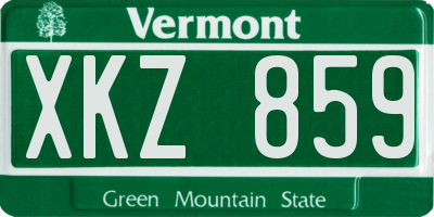 VT license plate XKZ859