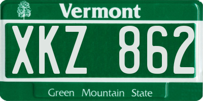 VT license plate XKZ862