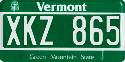 VT license plate XKZ865