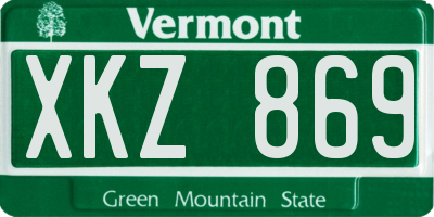 VT license plate XKZ869